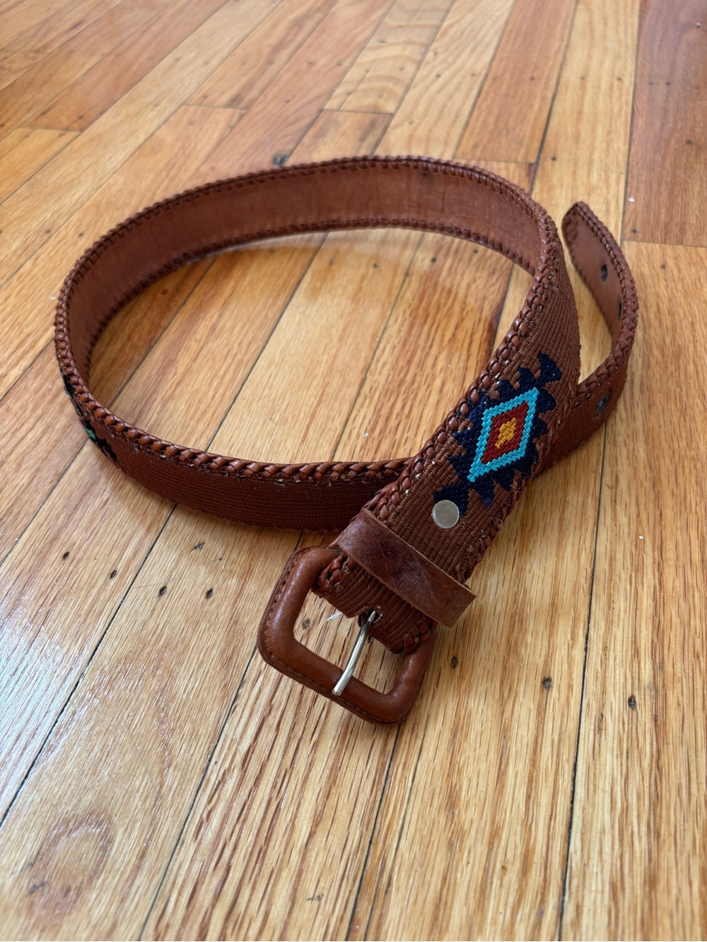 Western Leather Embroidered Belt